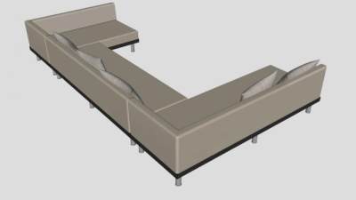 灰色沙发大六座角沙发SU模型下载_sketchup草图大师SKP模型