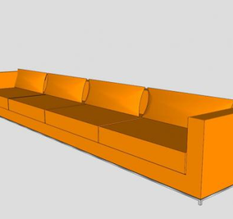 现代沙发林肯橘色多人沙发SU模型下载_sketchup草图大师SKP模型