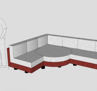 布艺沙发简易扶手沙发SU模型下载_sketchup草图大师SKP模型