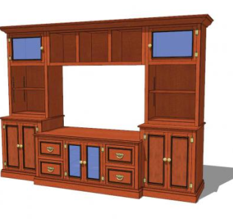 复古式电视柜SU模型下载_sketchup草图大师SKP模型