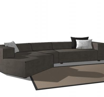 灰色办公沙发SU模型下载_sketchup草图大师SKP模型