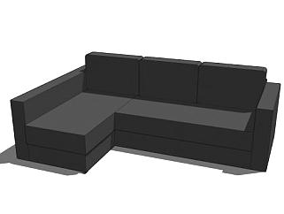 黑色沙发座椅转角沙发SU模型下载_sketchup草图大师SKP模型