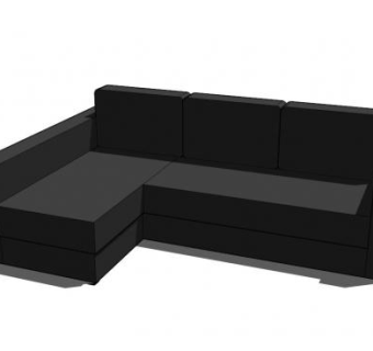 黑色沙发座椅转角沙发SU模型下载_sketchup草图大师SKP模型