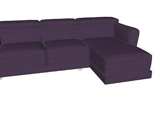 紫色沙发床纳图兹多人沙发SU模型下载_sketchup草图大师SKP模型