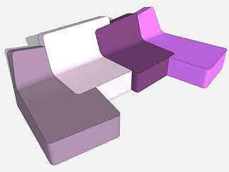 紫色系沙发融合沙发SU模型下载_sketchup草图大师SKP模型