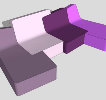 紫色系沙发融合沙发SU模型下载_sketchup草图大师SKP模型
