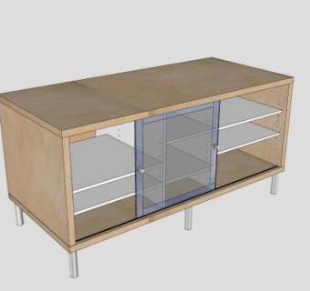 宜家桦木电视柜SU模型下载_sketchup草图大师SKP模型