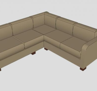 现代沙发土黄色L型沙发SU模型下载_sketchup草图大师SKP模型
