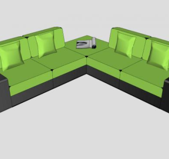 休闲沙发户外绿色沙发SU模型下载_sketchup草图大师SKP模型