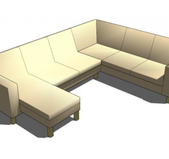 宜家米黄色家居沙发SU模型下载_sketchup草图大师SKP模型