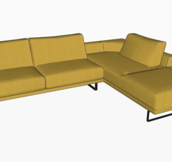 黄色现代沙发意大利沙发设计SU模型下载_sketchup草图大师SKP模型