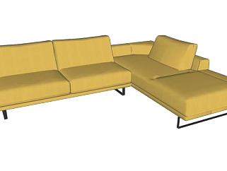 黄色现代沙发意大利沙发设计SU模型下载_sketchup草图大师SKP模型