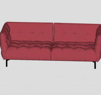 真皮沙发玫红色意大利设计沙发SU模型下载_sketchup草图大师SKP模型