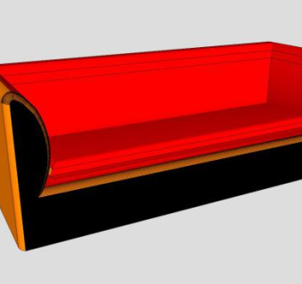 美式实木红色沙发SU模型下载_sketchup草图大师SKP模型