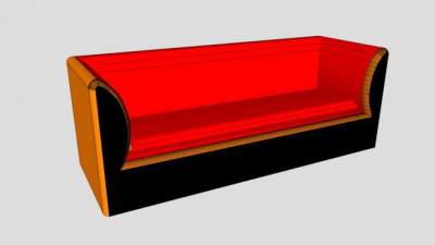 美式实木红色沙发SU模型下载_sketchup草图大师SKP模型