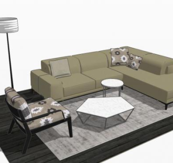 布艺沙发纳图兹波装饰图案沙发SU模型下载_sketchup草图大师SKP模型