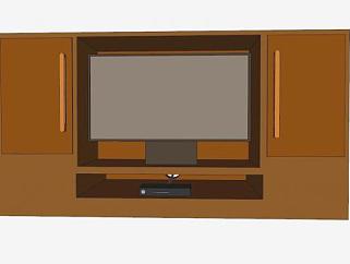 电视柜带有等离子屏幕电视SU模型下载_sketchup草图大师SKP模型