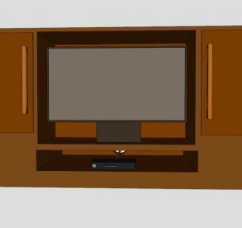 电视柜带有等离子屏幕电视SU模型下载_sketchup草图大师SKP模型