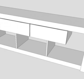 奈良纯白电视柜SU模型下载_sketchup草图大师SKP模型