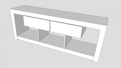 奈良纯白电视柜SU模型下载_sketchup草图大师SKP模型