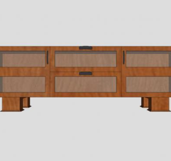 木头电视柜SU模型下载_sketchup草图大师SKP模型