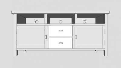 无油漆的电视柜SU模型下载_sketchup草图大师SKP模型