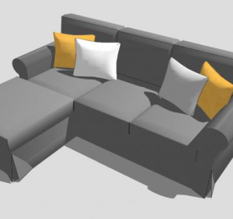 宜家灰色沙发座椅SU模型下载_sketchup草图大师SKP模型