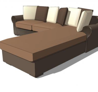 现代沙发棕色旧SU模型下载_sketchup草图大师SKP模型
