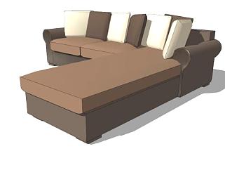 现代沙发棕色旧SU模型下载_sketchup草图大师SKP模型