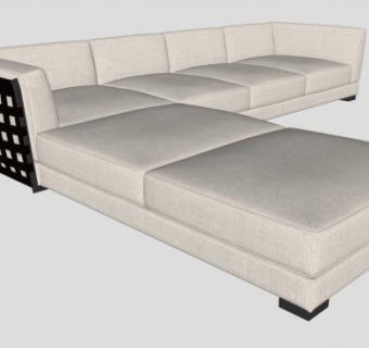 米色简易沙发角落沙发SU模型下载_sketchup草图大师SKP模型