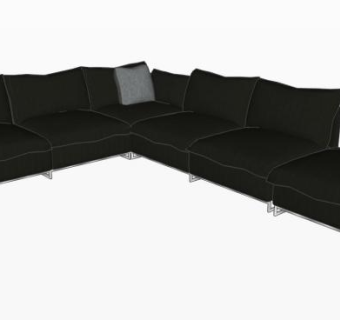 纳图兹黑色沙发L型沙发SU模型下载_sketchup草图大师SKP模型