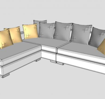 现代沙发白色转角沙发SU模型下载_sketchup草图大师SKP模型