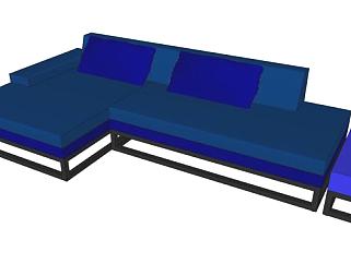 现代沙发蓝色加布里埃尔·贝尔特拉SU模型下载_sketchup草图大师SKP模型