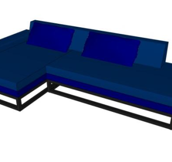 现代沙发蓝色加布里埃尔·贝尔特拉SU模型下载_sketchup草图大师SKP模型