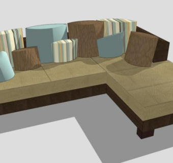 现代棕色沙发SU模型下载_sketchup草图大师SKP模型