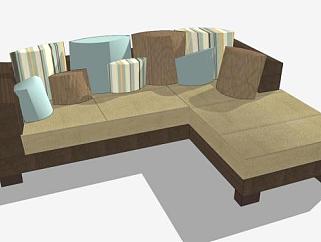 现代棕色沙发SU模型下载_sketchup草图大师SKP模型