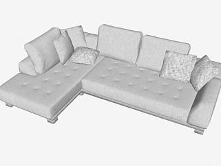 欧式沙发灰色沙发椅SU模型下载_sketchup草图大师SKP模型