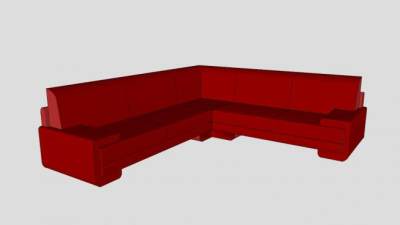 红色角落沙发SU模型下载_sketchup草图大师SKP模型