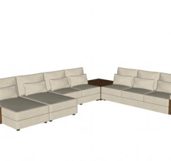 布艺沙发米色休闲沙发SU模型下载_sketchup草图大师SKP模型