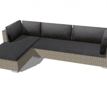 休闲沙发灰色座椅SU模型下载_sketchup草图大师SKP模型