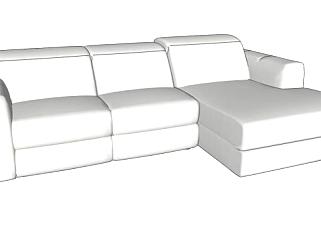 纳图兹白色现代沙发SU模型下载_sketchup草图大师SKP模型