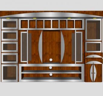棕色电视柜家具SU模型下载_sketchup草图大师SKP模型