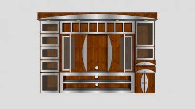 棕色电视柜家具SU模型下载_sketchup草图大师SKP模型