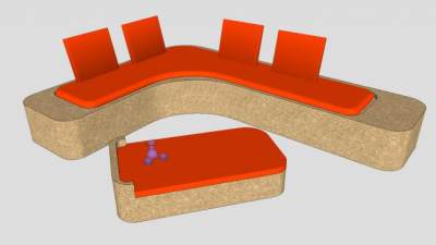 休闲沙发橙组SU模型下载_sketchup草图大师SKP模型
