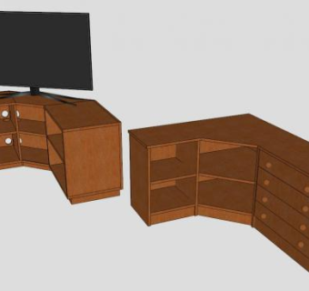 电视柜和电视SU模型下载_sketchup草图大师SKP模型