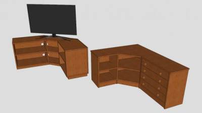 电视柜和电视SU模型下载_sketchup草图大师SKP模型