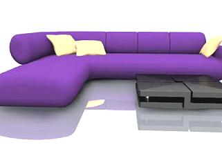 紫色沙发现代沙发SU模型下载_sketchup草图大师SKP模型