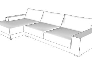 现代沙发白色扶手椅SU模型下载_sketchup草图大师SKP模型