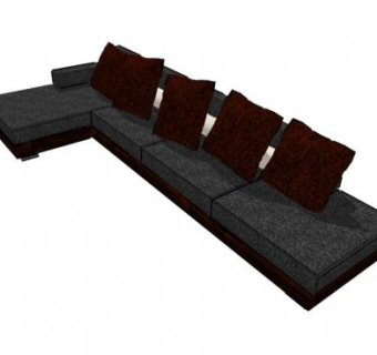 现代沙发灰色沙发SU模型下载_sketchup草图大师SKP模型