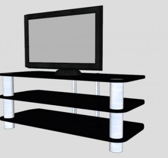 黑色简约电视柜SU模型下载_sketchup草图大师SKP模型